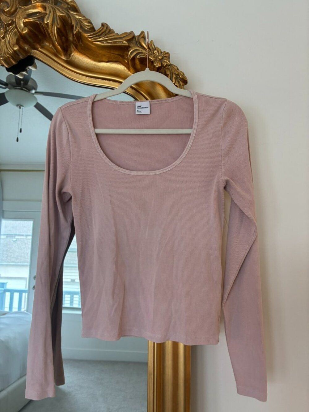 TNA Homestretch Dusty Pink Long Sleeve Scoop Neck Top — Size M